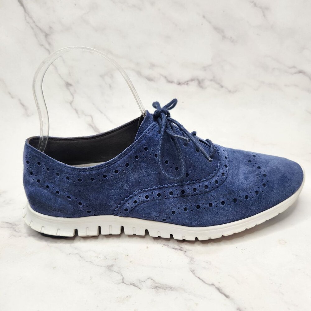 Cole Haan Zero Grand Blue Suede Shoes Sneakers Comfort Leather Oxrfords 8